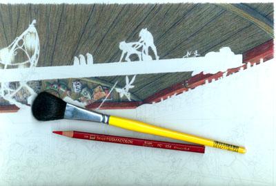 artowrk with brush and pencil