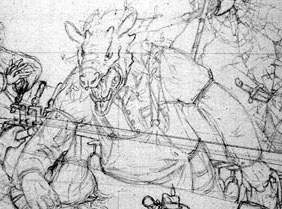 The bartender sketch in the final piece.